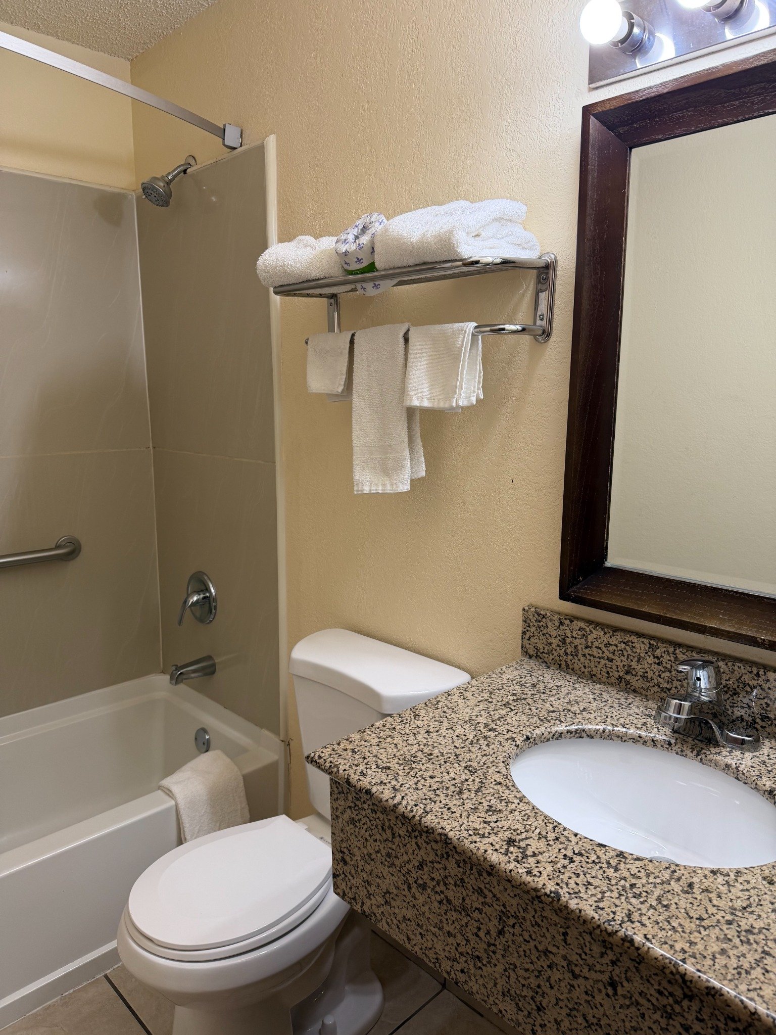 Bathroom vanity and bathtub
